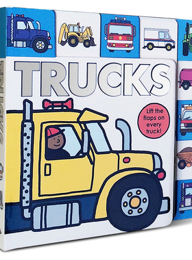 英文原版童书绘本Lift-the-Flap Tab:Trucks卡车揭页翻翻书男孩阅读儿童趣味交通工具认知英语辅导训练图画故事书撕不烂纸板书
