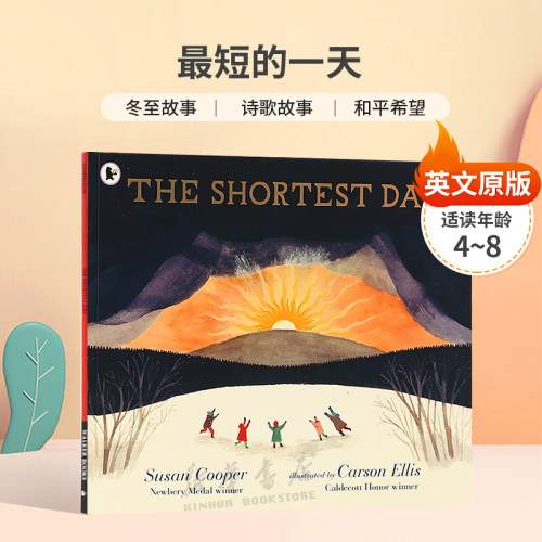 英文原版The Shortest Day最短的一天纽伯瑞奖作家冬至故事 诗歌故事 和平希望平装绘本节日主题4-8岁