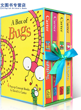 英文原版A Box of Bugs 4 Pop-up Concept 一盒子虫子4册立体书colors/counting/up&down/opposites昆虫颜色数字反义词Carter