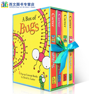 英文原版 Concept up&down counting Box opposites昆虫颜色数字反义词Carter Bugs 一盒子虫子4册立体书colors Pop