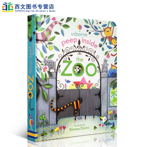 送音频英文原版Peep Inside The Zoo 偷偷看里面系列 动物园 Usborne 儿童启蒙纸板翻翻书 边玩边学 洞洞书儿童玩具书英语入门启蒙
