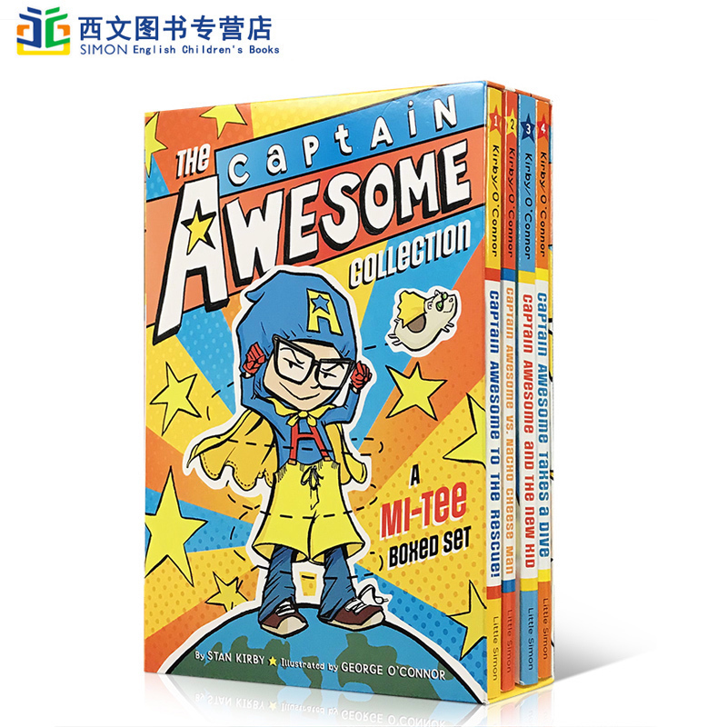 英文原版The Captain Awesome Collection异能船长4册盒装初级桥梁章节书 适合5-9岁 中小学儿童课外阅读英语训练学习故事小说
