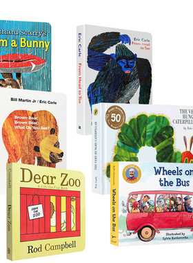 【送音频】英文原版6册I am a bunny绘本the very hungry caterpillar好饿的毛毛虫wheels on the bus/ dearzoo/Brown Bear棕熊