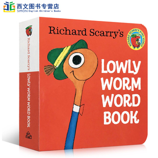 100 Book Worm Scarry 英文原版 Lowly Word 启蒙入门儿童 Richard 幼儿词汇书 first words 斯凯瑞有趣 手掌纸板书