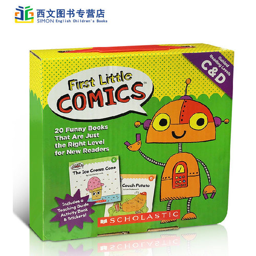 进口英文原版【20册全彩盒装】幼儿漫画First Little Comics Parent Pack Levels C D英语启蒙入门家长指导手册激励宝宝学习附贴纸