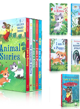 送音频【0-3岁英语启蒙绘本】英文原版I am a bunny Kitten/mouse/puppy/Rooster Struts婴儿幼儿小动物认知纸板书iamabunny系列