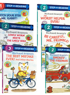 英文原版 Step into Reading 斯凯瑞绘本6册幼儿童启蒙英语分级读物Richard Scarry’s best mistake ever 学生课外阅读