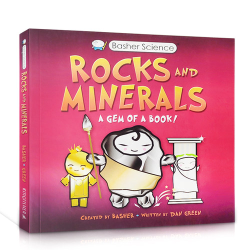 英文原版 好玩的科学书 辨识岩石和矿物:Rocks aBasher Sciencend Minerals A Gem of a Book!进口正版书地下矿物认知科普有趣插画