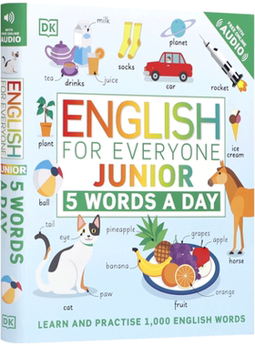 英文原版进口DK人人学英语：每天5个单词English for Everyone Junior: 5 Words a Day 儿童课外教辅练习册 提高英语阅读水平