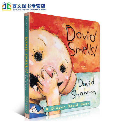 送音频大卫不可以系列绘本David Smells!: A Diaper book宝宝纸板书儿童行为培养启蒙品格养成习惯教养低幼儿入门启蒙no David