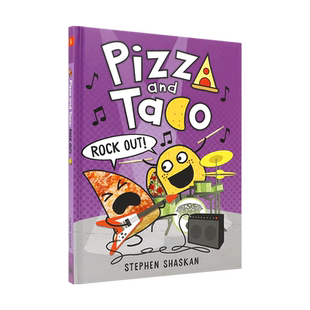 英文原版 Pizza and Taco: Rock Out! 精装 披萨饼与玉米片5 桥梁漫画儿童初级章节书 8-12岁青少年儿童幽默搞笑桥梁漫画书