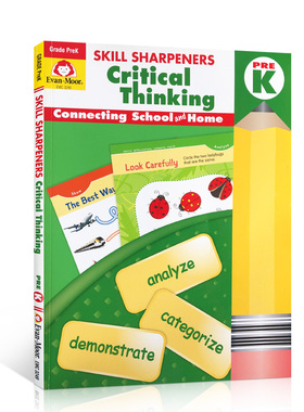 英文原版 学龄前儿童幼儿园练习册Skill Sharpeners Critical Thinking Grade Pre-K 技能铅笔刀系列：批判性思维 教材教辅书3-6岁