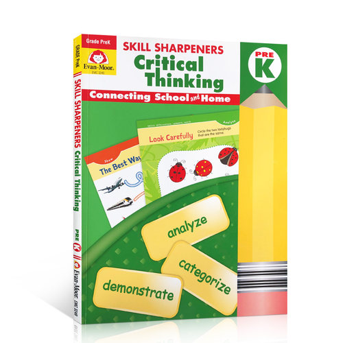 英文原版 学龄前儿童幼儿园练习册Skill Sharpeners Critical Thinking Grade Pre-K 技能铅笔刀系列：批判性思维 教材教辅书3-6岁
