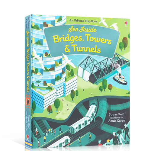 Usborne英文原版See Inside Bridges, Towers and Tunnels桥梁塔和隧道 尤斯伯恩看里面系列百科翻翻书STEM教育知识精装图画书