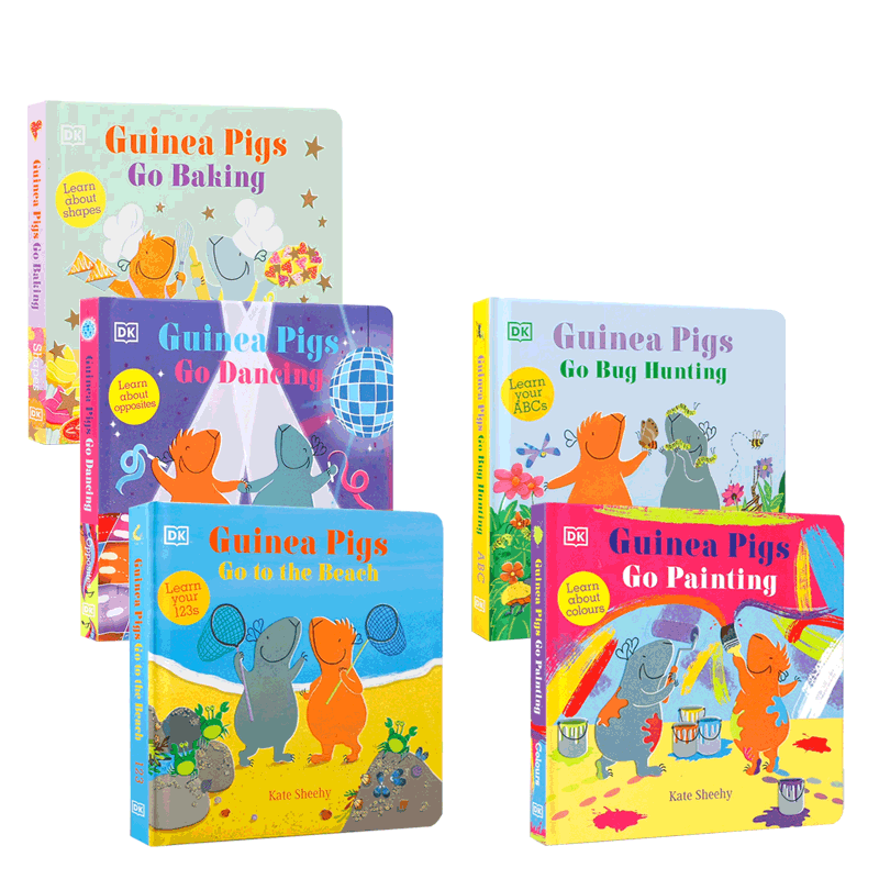 英文原版Go Bug Hunting / Go to the Beach / Go Painting/ Learn About Shapes G/ Learn About Opposites 豚鼠学习 系列5本