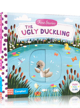 英文原版绘本 First Stories:The Ugly Duckling 丑小鸭童话故事幼儿益智抽拉玩具操作纸板书0-3-6岁撕不烂早教机关启蒙童书