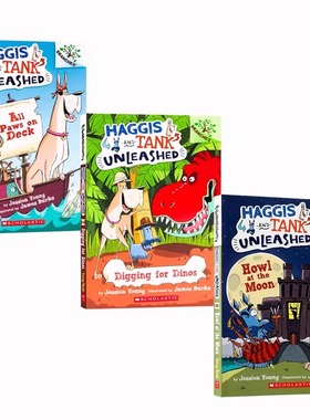 送音频英文原版进口 Haggis And Tank Unleashed 系列3本 全彩漫画风 学乐桥梁书大树系列分级一 章节小说书 学习推荐课外阅读