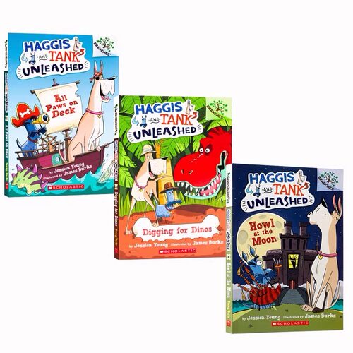 送音频英文原版进口 Haggis And Tank Unleashed 系列3本 全彩漫画风 学乐桥梁书大树系列分级一 章节小说书 学习推荐课外阅读