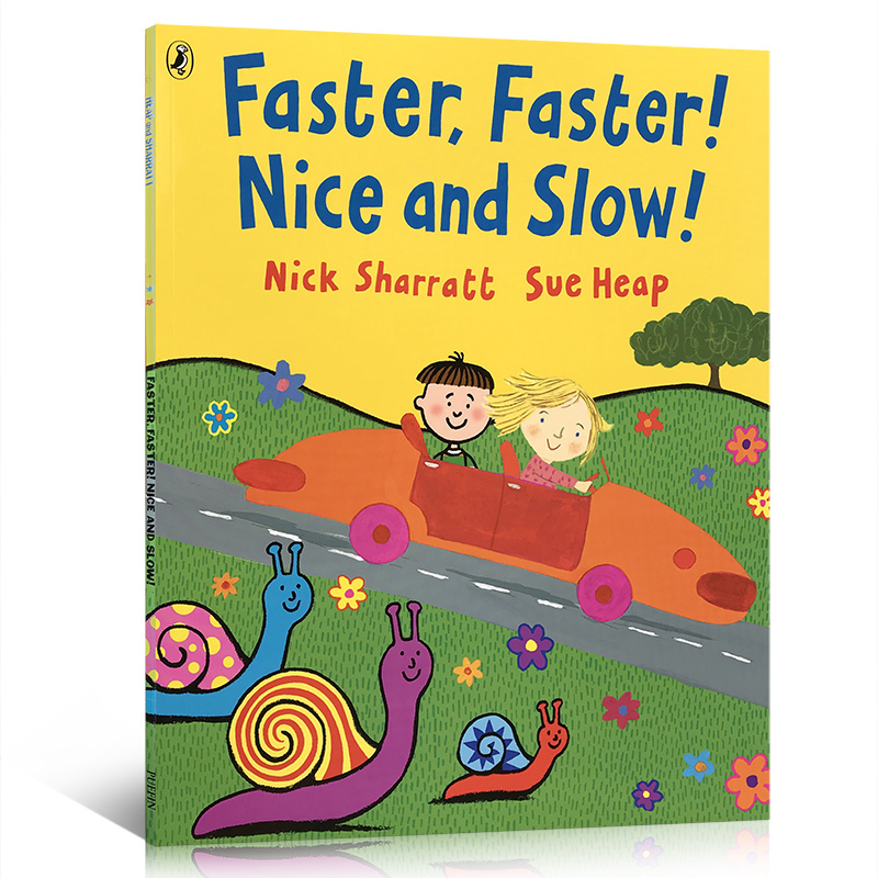 英文原版绘本 Nick Sharratt: Faster Faster Nice and Slow大开本平装启蒙认知单词汇反义词吴敏兰同场加映亲子互动阅读认知