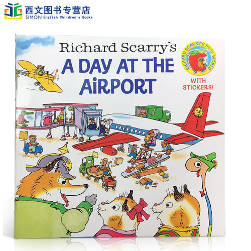 英文原版Richard Scarry's A Day at the Airport:飞机场的一天幼儿儿童英语启蒙认知学习绘本图画书交通工具亲子互动早教益智