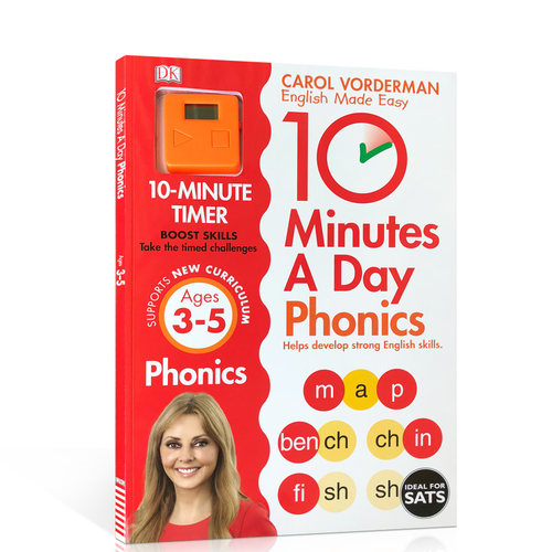 DK出版每天十分钟：自然拼读10 Minutes a Day Phonics Ages3-5岁宝宝英语课外教材书幼儿园早教启蒙认知练习册正版进口工具书