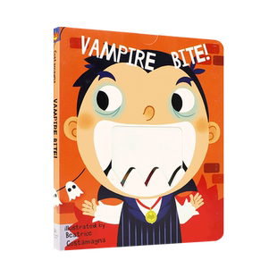 英文原版 Vampire Bite! (Crunchy Board Books) 吸血鬼咬！ 趣味好玩故事纸板拉拉书 4-8岁儿童宝宝启蒙益智抽拉机关书