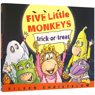 送音频英文原版 Five Little Monkeys Trick-Or-Treat 五只小猴不给糖就捣蛋 廖彩杏书单儿童绘本图画故事书