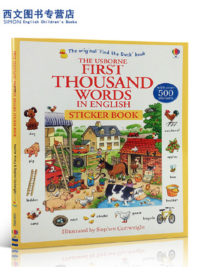基础英语1000词 英文原版 First Thousand Words in English Sticker book少儿英语词汇辅导读物Usborne彩虹气球出品正版