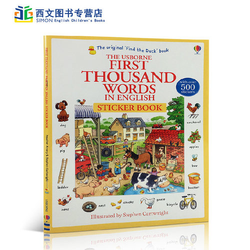 基础英语1000词 英文原版 First Thousand Words in English Sticker book少儿英语词汇辅导读物Usborne彩虹气球出品正版