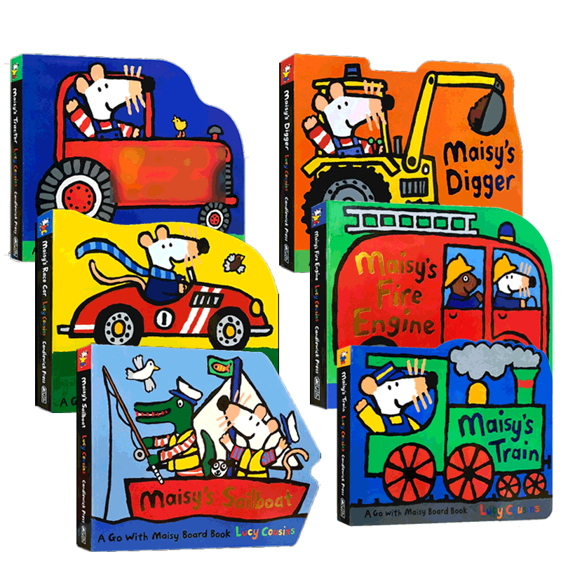 英文原版maisy生活初体验小鼠波波绘本交通工具单词书安静去哪儿Maisy's bus巴士Tractor拖拉机Digger小老鼠Race Car/Sailboat游戏
