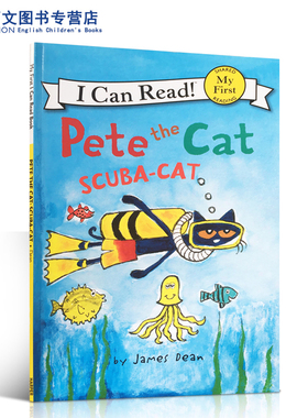【送音频】英文原版 Pete the Cat皮特猫系列 潜水猫 I can read! Books Pete the Cat: Scuba-Cat 4-8岁宝宝学习英语入门启蒙