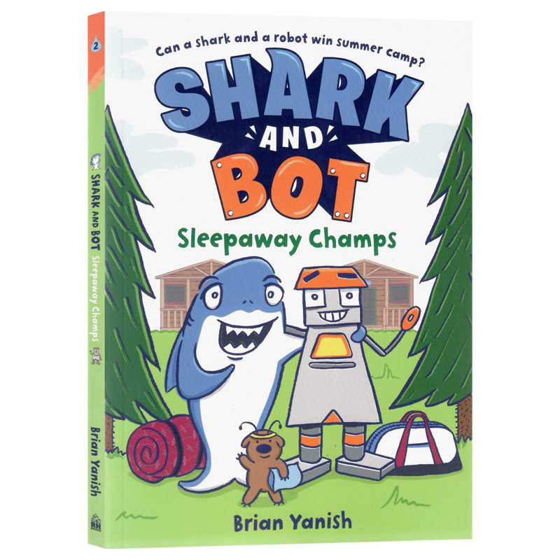 英文原版 Penguin：Shark and Bot Sleepaway Champs 鲨鱼和机器人#2 Penguin Random House 4-8岁儿童宝宝启蒙益智漫画书平装