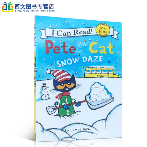英文原版 Pete the Cat Snow Daze I Can Read圣诞节雪花飘英语入门启蒙 儿童读物petethecat Christmas 绘本 皮特猫入门级