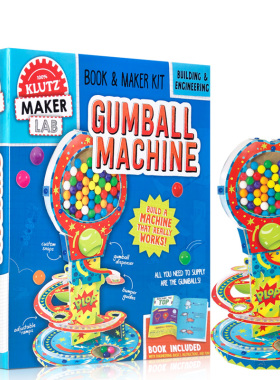 英文原版 学乐出品 Klutz Lab Maker Gumball Machine 弹珠机 手工DIY玩具操作书 小学STEM辅导用书 附配件 培养儿童动手能力