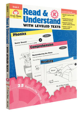 英文原版Read and Understand with Leveled Texts Grade K 分级阅读理解练习 幼儿园大班Evan Moor美国加州小学家庭教辅练习册