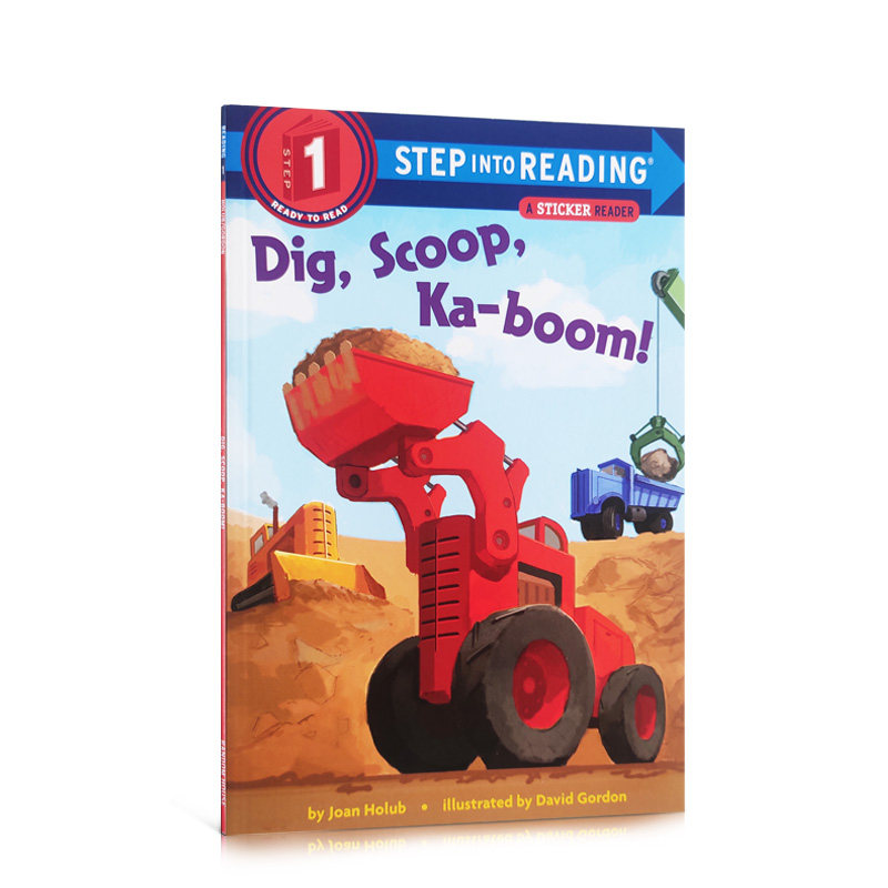 英文原版Dig, Scoop, Ka-boom 挖土机轰隆隆 挖，挖，挖！原装进口4-6岁儿童启蒙阅读平装Step Into Reading Level 1分级读物