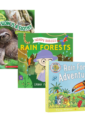 英文原版热带雨林环境保护科普绘本 系列3本 Rain Forest Adventure/How Slow is a Sloth?: Measure the Rainforest/Rain Forests