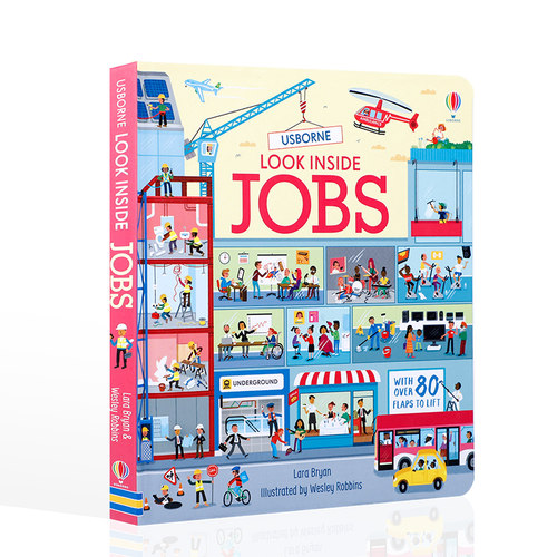 英文原版进口Usborne尤斯伯恩LOOK INSIDE JOBS看里面系列职业低幼宝宝英语启蒙认知绘本撕不烂纸板书儿童科普百科翻翻书正版