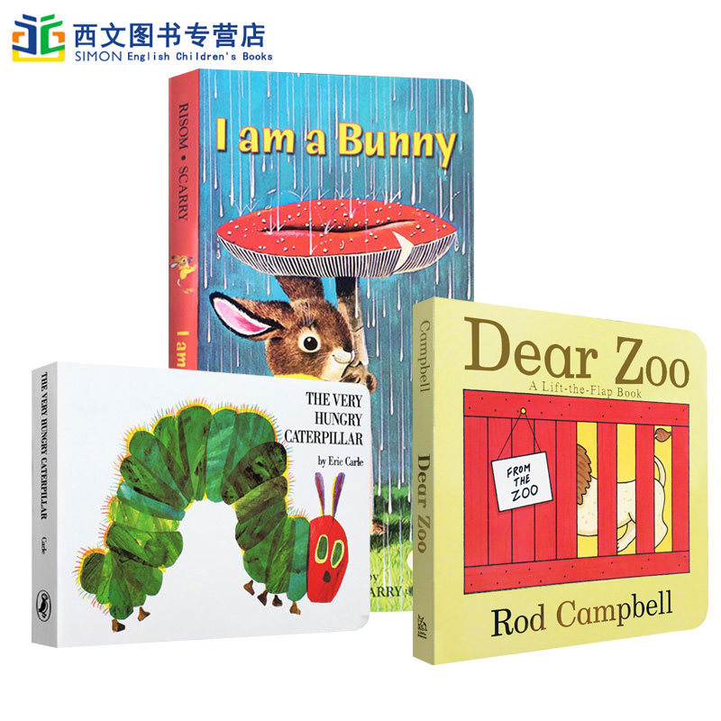送音频英文原版绘本I am a bunny我是一只小兔子Dear Zoo动物园The Very Hungry Caterpillar好饥饿的毛毛虫纸板书Iamabunny
