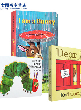 送音频英文原版绘本I am a bunny我是一只小兔子Dear Zoo动物园The Very Hungry Caterpillar好饥饿的毛毛虫纸板书Iamabunny