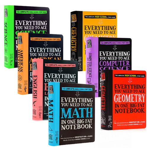 英文原版Everything You Need to Ace Science美国中学生优等生笔记数学科学代数几何化学历史生物英语14岁+学霸课堂课外作业练习