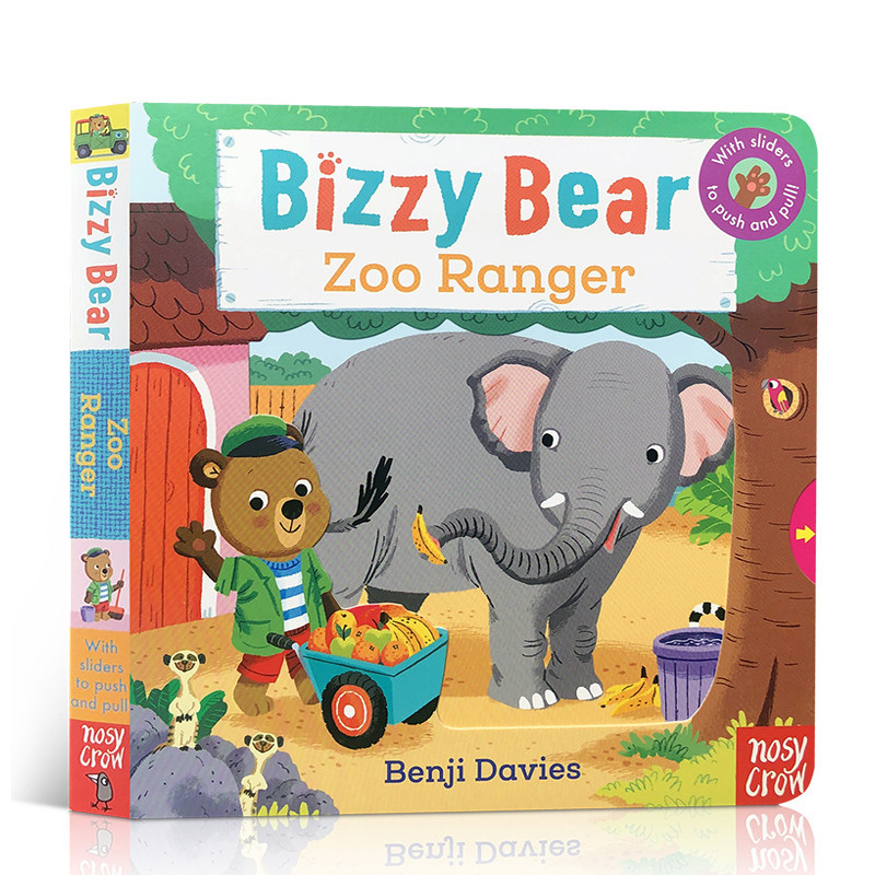 新版英文原版忙碌的小熊很忙系列Bizzy Bear Zoo Ranger动物园管理员推拉洞洞机关立体操作游戏纸板书busy第一辑之一