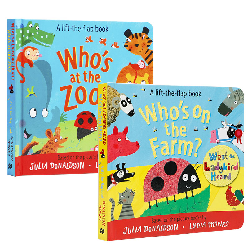 英文原版 What Ladybird Heard who's at the zoo on the farm 翻翻书 2册 咕噜牛同作者Julia Donoaldson 低幼启蒙认知 纸板书