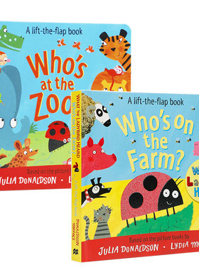 英文原版 What Ladybird Heard who's at the zoo on the farm 翻翻书 2册 咕噜牛同作者Julia Donoaldson 低幼启蒙认知 纸板书