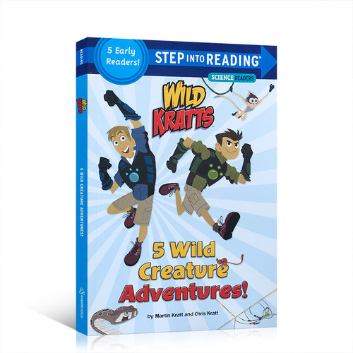 预售美国兰登经典 分级科普读物Step into reading 5 Wild Creature Adventures! 5个故事合集 英文原版绘本野外故事冒险 英语课外