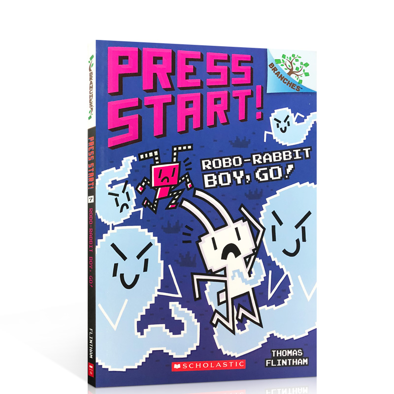 英文原版PRESS START!#7学乐 方块兔大树系列之按下开始键7机器兔小子走！6-12岁少儿童文学睡前故事书小学生课外英语阅读读物