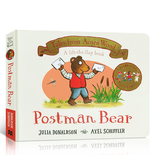 英文原版绘本 Tales From Acorn Wood: Postman Bear 小熊送信 儿童启蒙英语纸板翻翻书趣味读物 橡树林的故事 Julia Donaldson