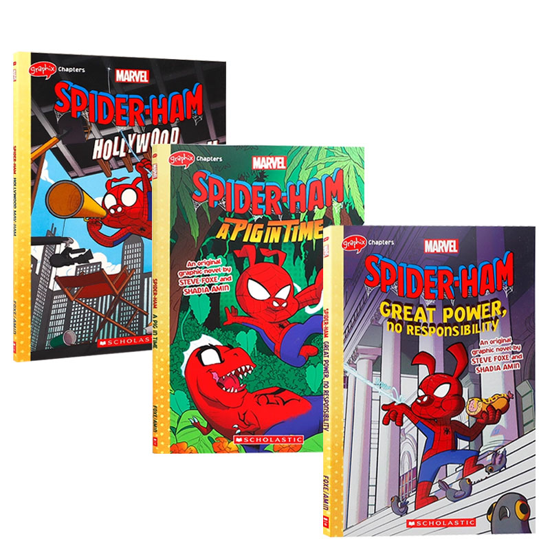 英文原版 Spider-Ham: Hollywood May-Ham 漫画 蜘猪侠 系列2册 蜘猪侠来到了好莱坞 9-12岁青少年儿童搞笑冒险故事漫画书