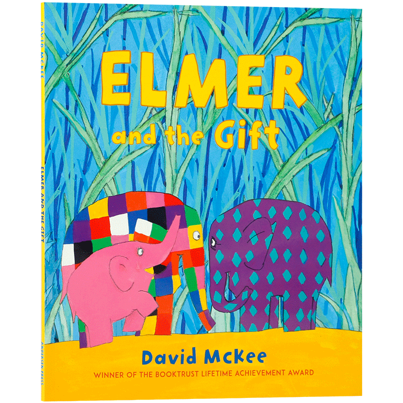 英文绘本Elmer and the Gift (Elmer Picture Books Series) 花格子大象和礼物 4-8岁儿童启蒙认知关于照顾老年家庭成员故事书