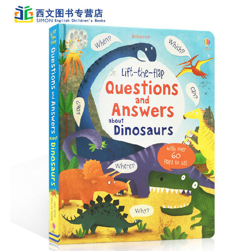 英文原版 Questions and Answers about Dinosaurs亲子阅读关于恐龙的问答翻翻书Usborne儿童科普百科知识书籍